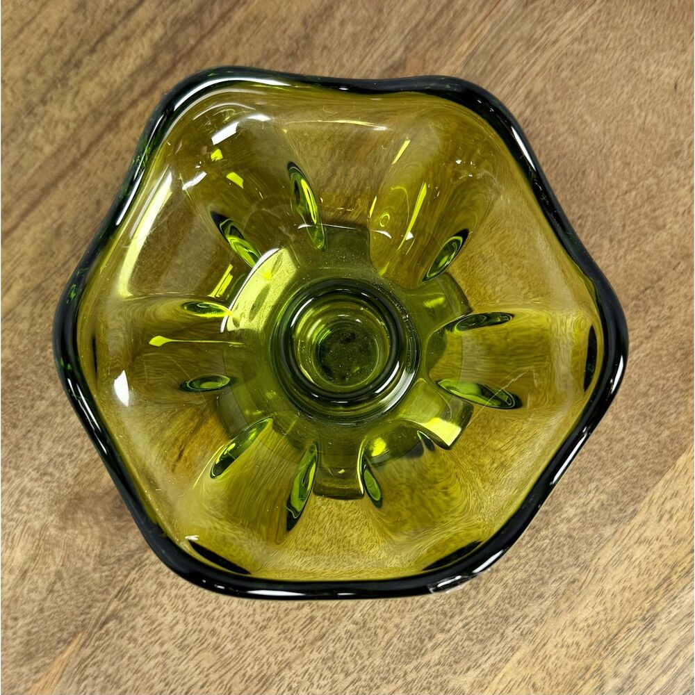 Vintage MCM Viking Epic 6 Petal Green Taper Candle Holder - Picture 3 of 6